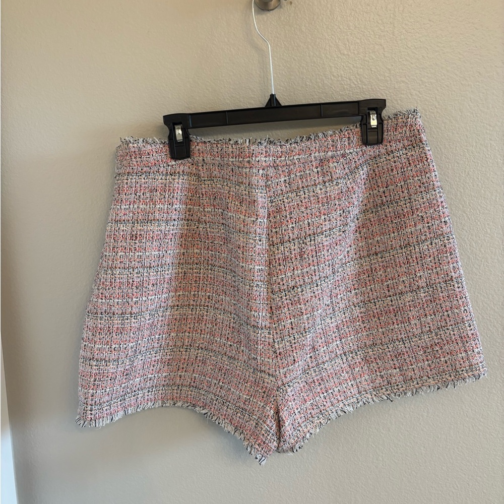 Cinq a Sept Pink Tweed High Waist Shorts - Picture 5 of 6